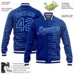 Custom Name and Number Varsity Letterman Jacket - Personalized Royal Light Blue Halftone 3D Bomber Design Personalized Royal