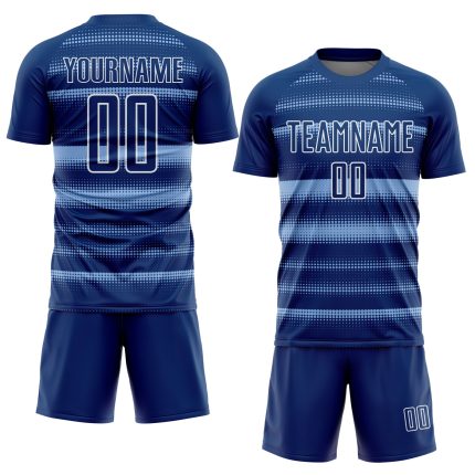 Custom Name Number Soccer Jersey - Personalized Royal Light Blue White Halftone Dots Uniform Personalized Royal Light Blue-White