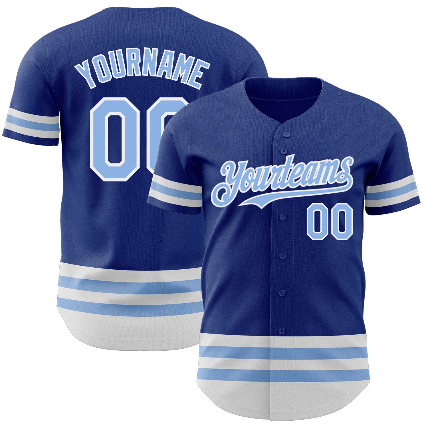 Custom Name & Number Authentic Baseball Jersey - Personalized Light Blue-White Team Jersey Personalized Royal Light Blue-White