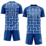 Personalized Light Blue White Lines Sublimation Soccer Jersey Uniform Personalized Royal Light Blue-White Lines Sublimation