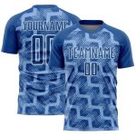 Personalized Light Blue White Lines Sublimation Soccer Jersey Uniform Personalized Royal Light Blue-White Lines Sublimation