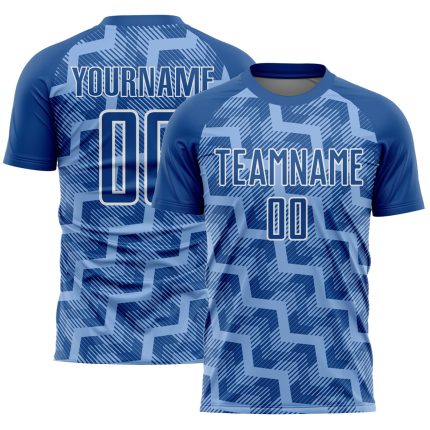 Personalized Light Blue White Lines Sublimation Soccer Jersey Uniform Personalized Royal Light Blue-White Lines Sublimation