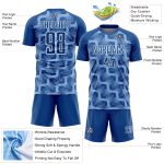Personalized Light Blue White Lines Sublimation Soccer Jersey Uniform Personalized Royal Light Blue-White Lines Sublimation