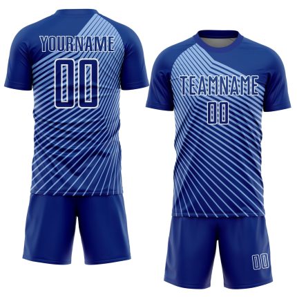 Custom Soccer Jersey Personalized Light Blue and White Stripes with Name and Number - Team Uniform Personalized Royal Light