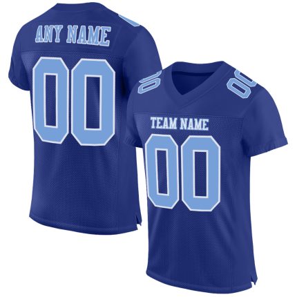 Custom Authentic Football Jersey with Personalized Name & Number - Royal Light Blue-White Mesh Personalized Royal Light Blue-White
