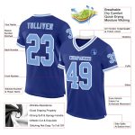 Custom Light Blue-White Throwback Football Jersey - Personalized Team Name & Number Authentic Mesh Jersey Personalized Royal