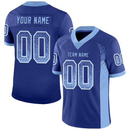 Custom Name and Number Personalized Royal Light Blue-White Mesh Football Jersey Drift Fashion Team Apparel Personalized Royal