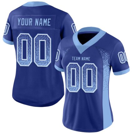 Custom Name and Number Personalized Royal Light Blue-White Mesh Football Jersey Drift Fashion Team Apparel Personalized Royal