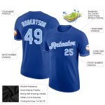 Custom Team Performance T-Shirt with Personalized Name and Number - Light Blue and White Personalized Royal Light Blue-White
