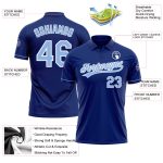 Custom Name and Number Personalized Light Blue White Performance Vapor Golf Polo Shirt Personalized Royal Light Blue-White