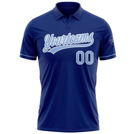 Custom Name and Number Personalized Light Blue White Performance Vapor Golf Polo Shirt Personalized Royal Light Blue-White