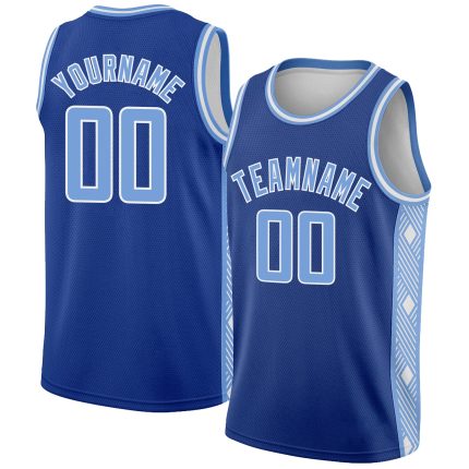 Custom Name and Number Basketball Jersey - Authentic City Edition Light Blue-White Abstract Lines Team Design Personalized