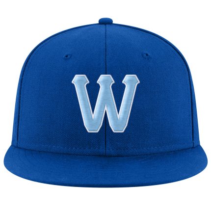 Custom Name Number Adjustable Snapback Hat Royal Light Blue White Stitched Team Cap Personalized Royal Light Blue-White Stitched