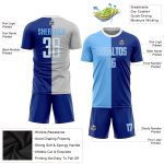 Custom Soccer Jersey with Personalized Name and Number - Light Blue-White Split Design, Fashion Team Uniform Personalized