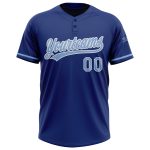Custom Light Blue-White Unisex Softball Jersey with Name and Number - Personalized Two-Button Team Apparel Personalized Royal