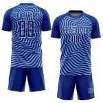 Custom Soccer Jersey with Personalized Name & Number - Light Blue-White Wavy Lines Design Personalized Royal Light Blue-White