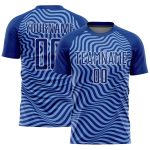 Custom Soccer Jersey with Personalized Name & Number - Light Blue-White Wavy Lines Design Personalized Royal Light Blue-White