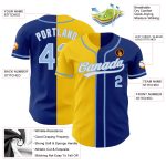 Personalized Light Blue Yellow Authentic Baseball Jersey - Royal Split Design Personalized Royal Light Blue-Yellow Authentic