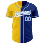 Personalized Light Blue Yellow Authentic Baseball Jersey - Royal Split Design Personalized Royal Light Blue-Yellow Authentic