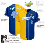 Personalized Light Blue Yellow Baseball Jersey Custom Name Number Authentic Split Fashion Team Personalized Royal Light Blue-Yellow