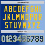 Custom Team Name Number Gradient Bomber Varsity Jacket Light Blue Yellow Full-Snap Fashion Jacket Personalized Royal Light