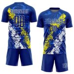 Custom Soccer Jersey with Personalized Name and Number - Light Yellow-White Dripping Splatter Art Design Personalized Royal