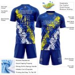 Custom Soccer Jersey with Personalized Name and Number - Light Yellow-White Dripping Splatter Art Design Personalized Royal