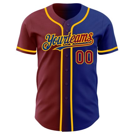 Personalized Custom Name and Number Maroon Gold Gradient Baseball Jersey - Authentic Fashion Team Gear Personalized Royal