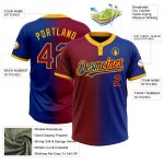 Custom Name and Number Personalized Unisex Softball Jersey, Royal Maroon-Gold Gradient, Two-Button Style Personalized Royal