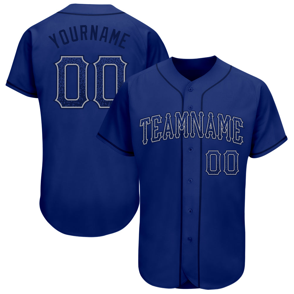 Custom Name and Number Royal Navy-Gray Drift Authentic Baseball Jersey - Personalized Team Apparel Personalized Royal Navy-Gray