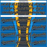 Custom Name Number Authentic Baseball Jersey with 3D Pattern Side Stripes - Personalized Royal Navy Old Gold Design Personalized