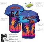 Custom Name and Number Baseball Jersey with Royal Navy-Orange 3D Palm Trees Design - Authentic Team Apparel Personalized