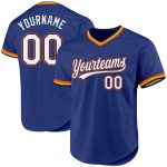 Custom Name and Number Royal Navy-Orange Throwback Baseball Jersey - Personalized Team Apparel Personalized Royal Navy-Orange