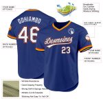 Custom Name and Number Royal Navy-Orange Throwback Baseball Jersey - Personalized Team Apparel Personalized Royal Navy-Orange