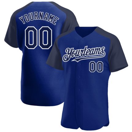 Custom Name Number Baseball Jersey - Personalized Royal Navy-White Authentic Raglan Sleeves Personalized Royal Navy-White