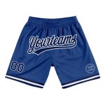 Custom royal, navy and white throwback basketball shorts