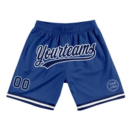 Personalized Authentic Royal Navy-White Throwback Basketball Shorts for Men Personalized Royal Navy-White Authentic Throwback