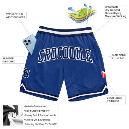 Custom Name and Number Personalized Royal Navy-White Basketball Shorts - Authentic Throwback Team Gear Personalized Royal