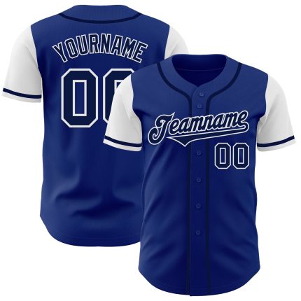 Custom Name and Number Personalized Authentic Two Tone Baseball Jersey - Royal Navy-White Personalized Royal Navy-White Authentic