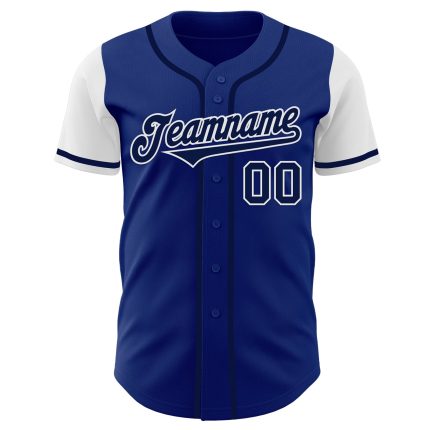 Custom Name and Number Personalized Authentic Two Tone Baseball Jersey - Royal Navy-White Personalized Royal Navy-White Authentic