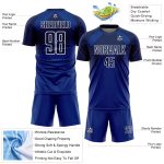 Custom Name and Number Sublimation Soccer Uniform Jersey - Personalized Royal Navy-White Dripping Splatter Art Personalized