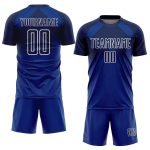 Custom Name and Number Sublimation Soccer Uniform Jersey - Personalized Royal Navy-White Dripping Splatter Art Personalized
