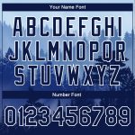 Personalized 3D Fog Pine Forest Varsity Letterman Jacket Custom Name & Number - Royal Navy/White Bomber Style Personalized