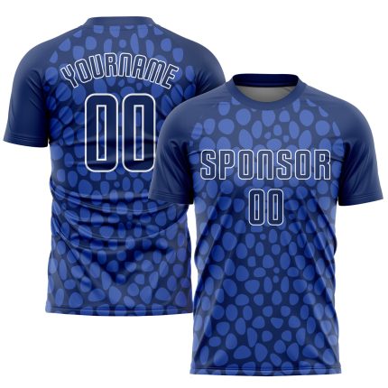 Custom Name and Number Soccer Jersey - Personalized Royal Navy White Sublimation Uniform for Teams Personalized Royal Navy