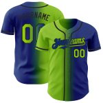 Personalized Authentic Gradient Baseball Jersey - Custom Name & Number in Royal Neon Green-Black Personalized Royal Neon