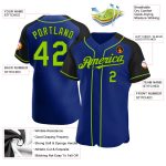 Custom Team Baseball Jersey with Personalized Name & Number - Neon Green-Black Authentic Raglan Sleeves Personalized Royal