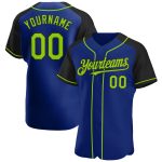 Custom Team Baseball Jersey with Personalized Name & Number - Neon Green-Black Authentic Raglan Sleeves Personalized Royal
