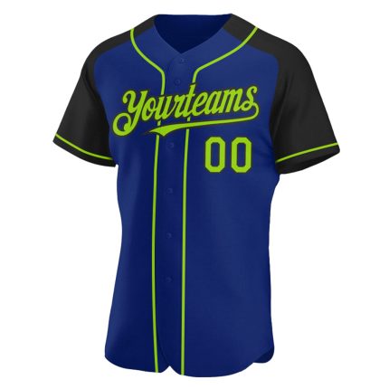 Custom Team Baseball Jersey with Personalized Name & Number - Neon Green-Black Authentic Raglan Sleeves Personalized Royal