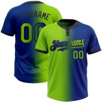 Custom Name & Number Softball Jersey - Unisex Neon Green-Black Gradient Two-Button Fashion Style Personalized Royal Neon