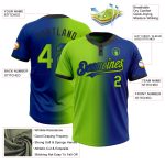 Custom Name & Number Softball Jersey - Unisex Neon Green-Black Gradient Two-Button Fashion Style Personalized Royal Neon